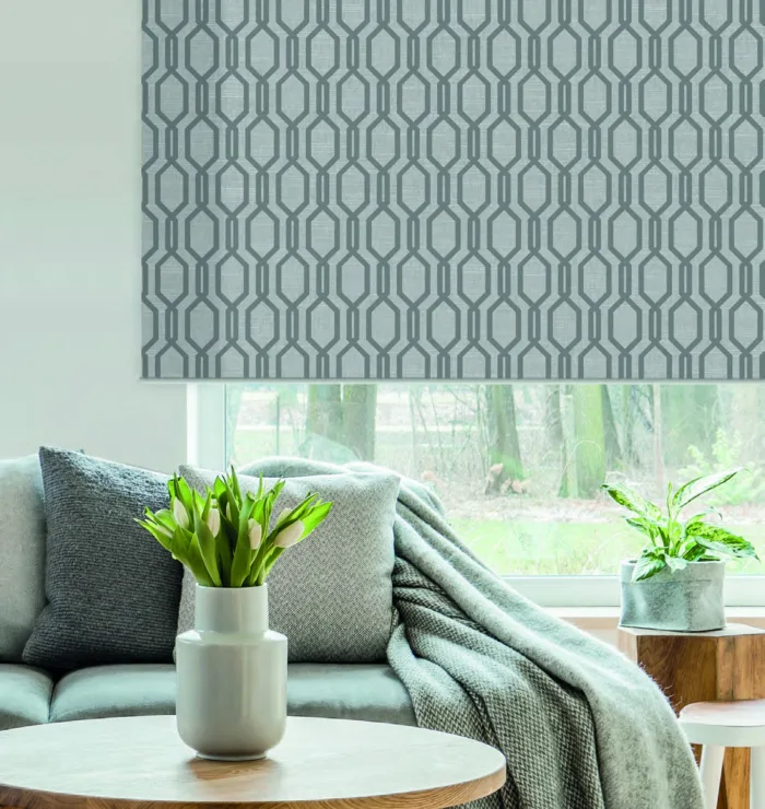 Designer Townhouse Grey Dimout Roller Blind